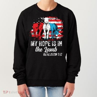 My Hope Is In The Lamb Funny Scripture Elephant Donkey Us Women's Sweatshirt