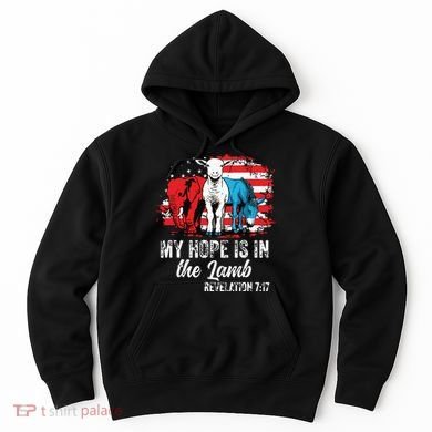My Hope Is In The Lamb Funny Scripture Elephant Donkey Us Hoodie