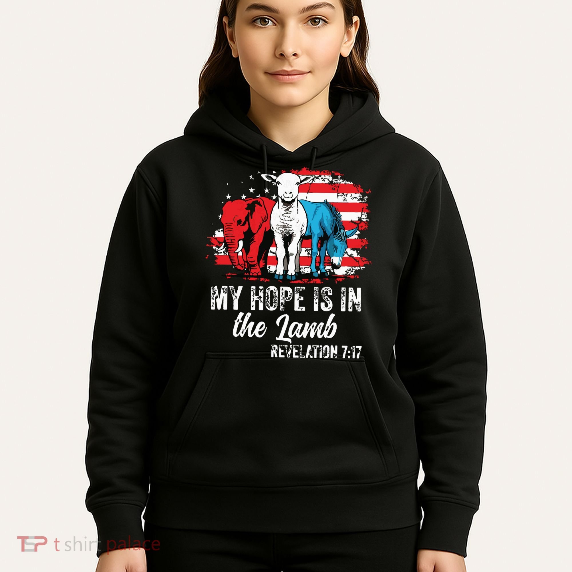 My Hope Is In The Lamb Funny Scripture Elephant Donkey Us Hoodie