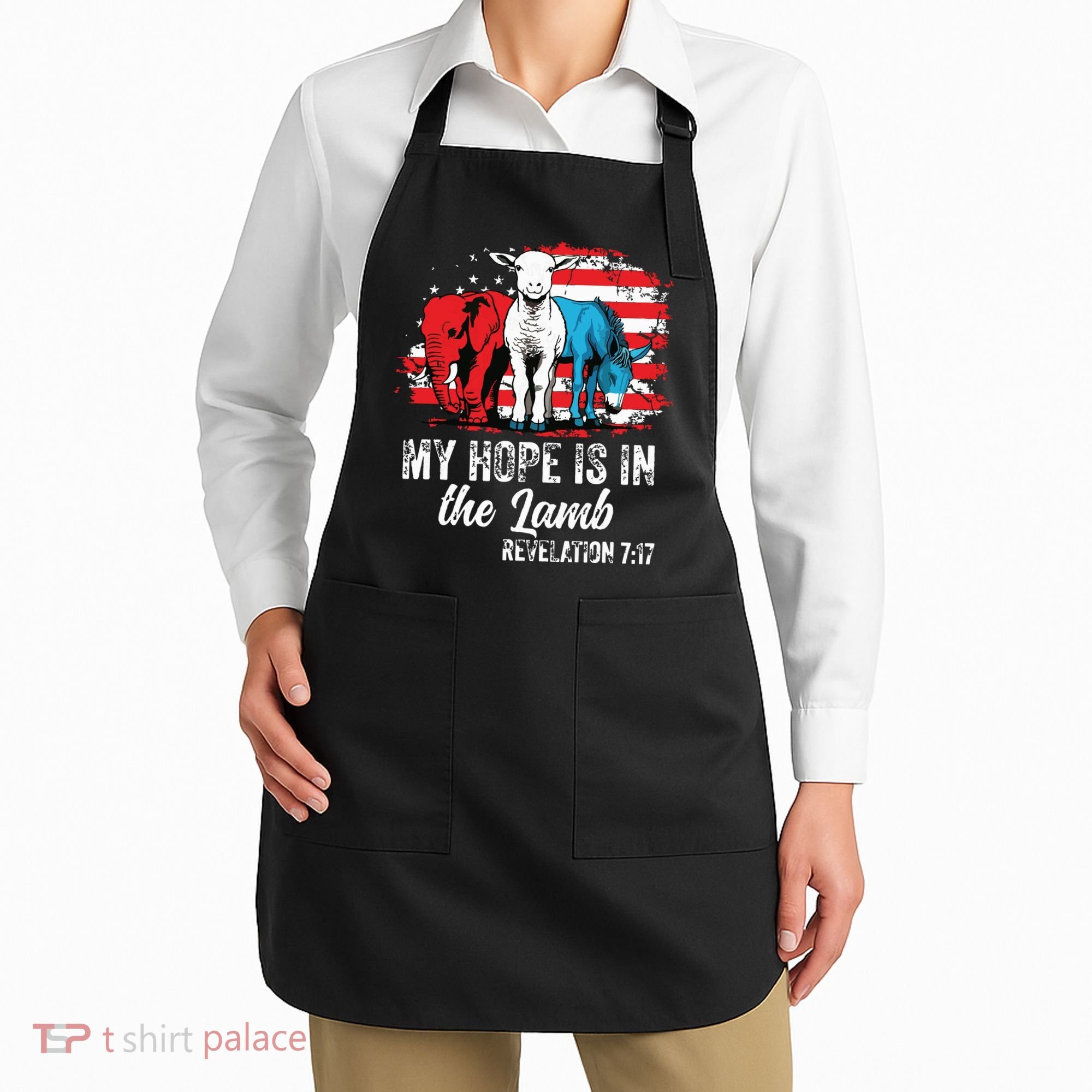 My Hope Is In The Lamb Funny Scripture Elephant Donkey Us Apron