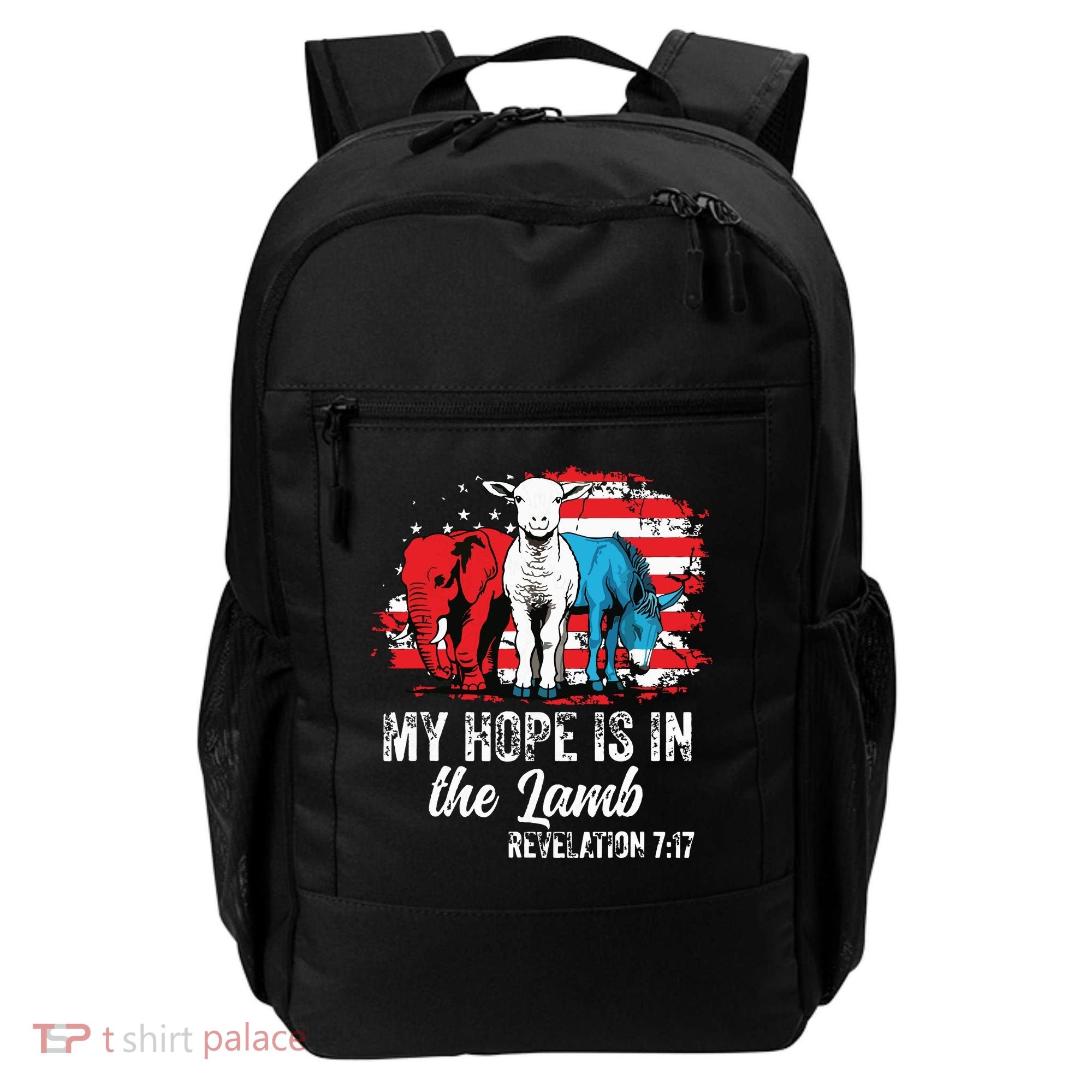 My Hope Is In The Lamb Funny Scripture Elephant Donkey Us Backpack