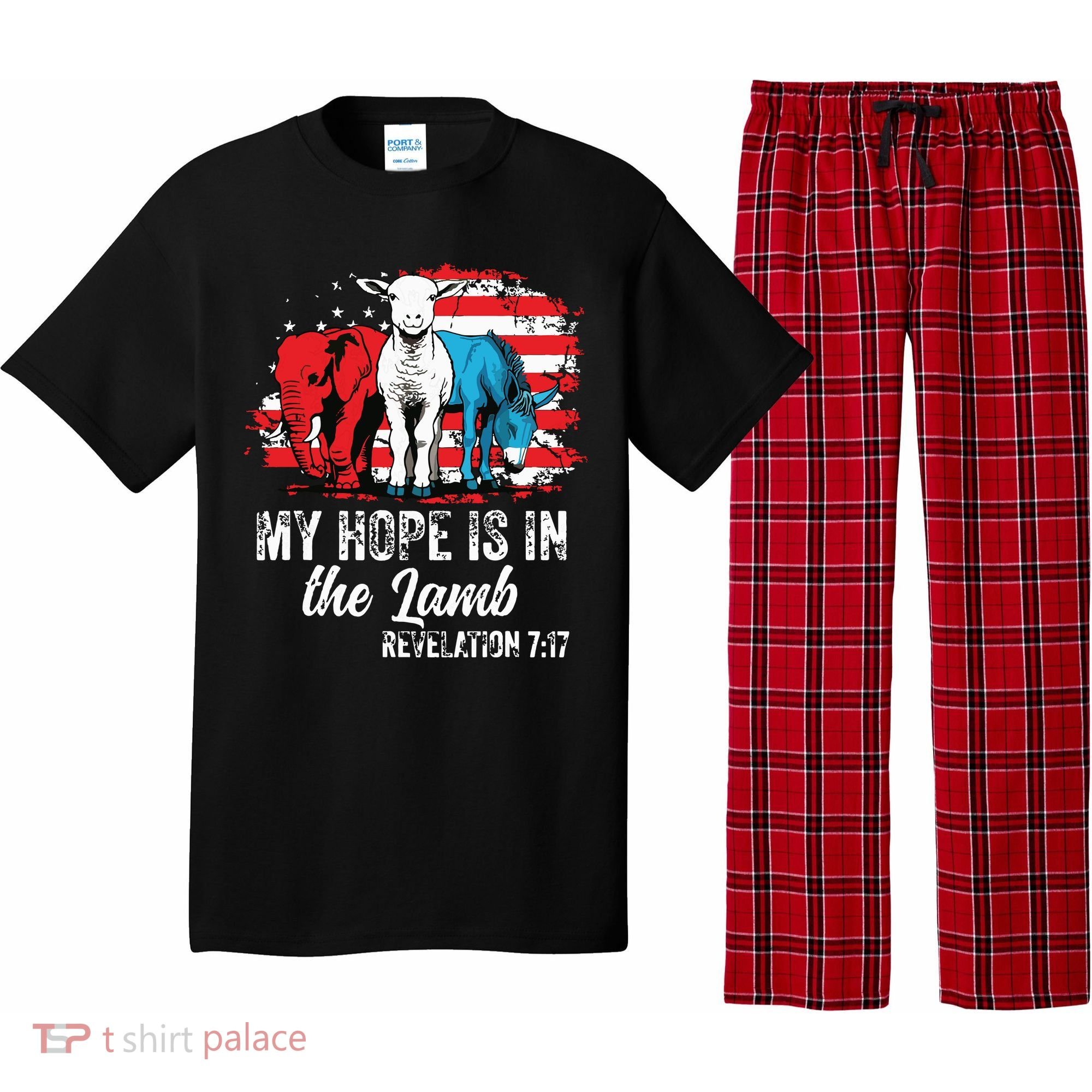 My Hope Is In The Lamb Funny Scripture Elephant Donkey Us Pajama Set