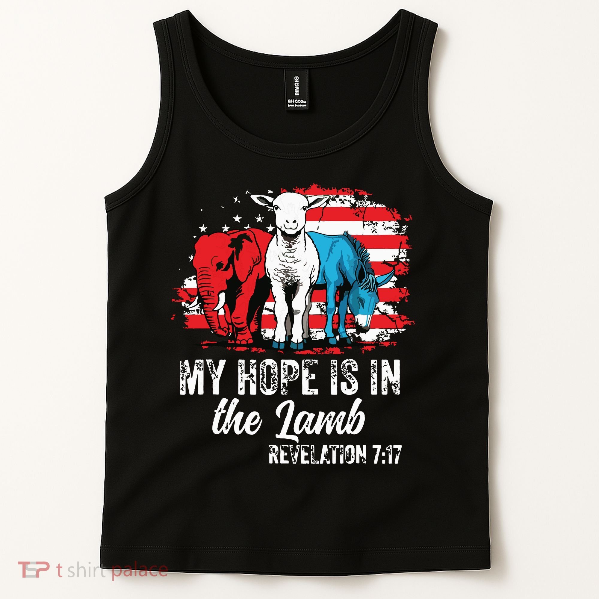 My Hope Is In The Lamb Funny Scripture Elephant Donkey Us Tank Top