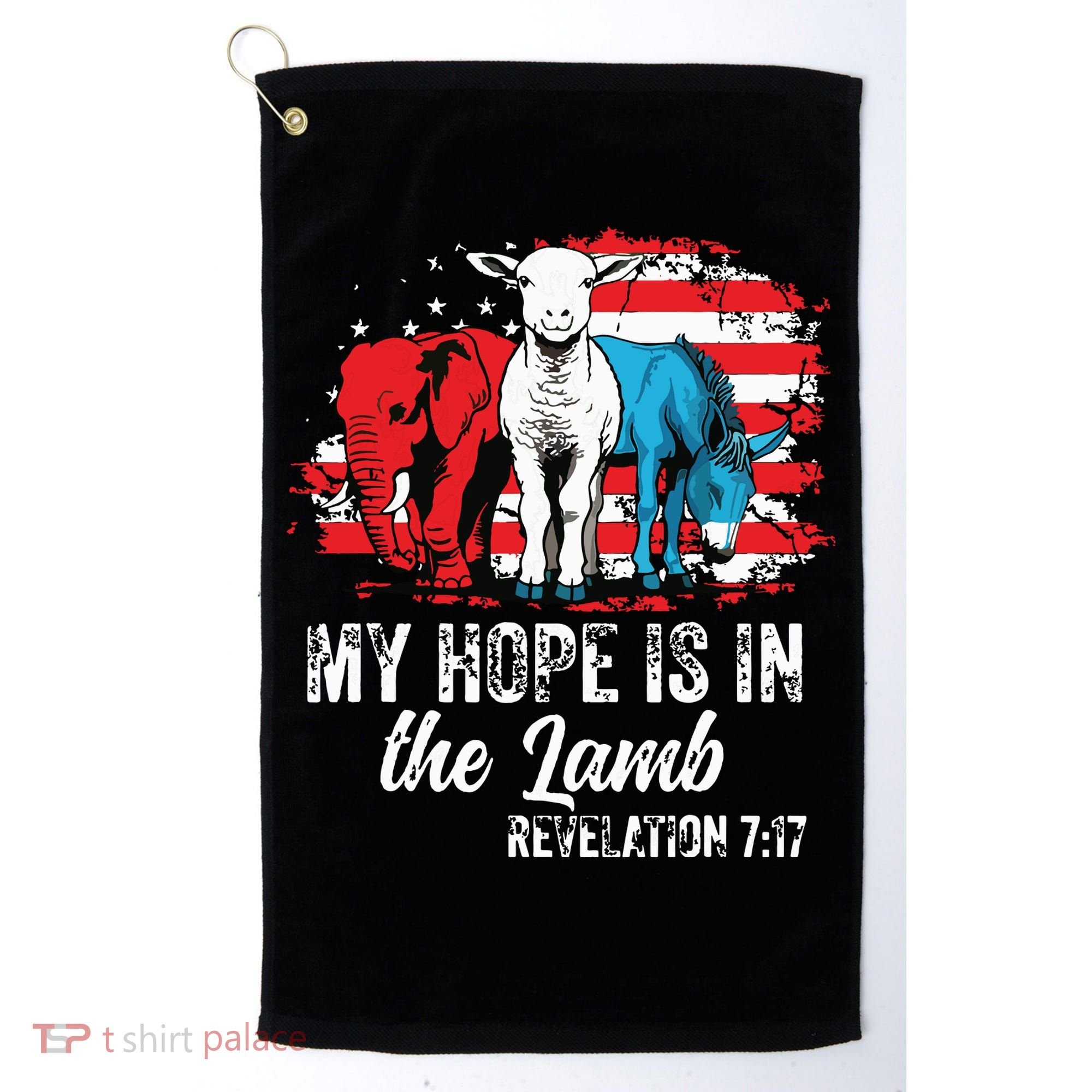 My Hope Is In The Lamb Funny Scripture Elephant Donkey Us Golf Towel