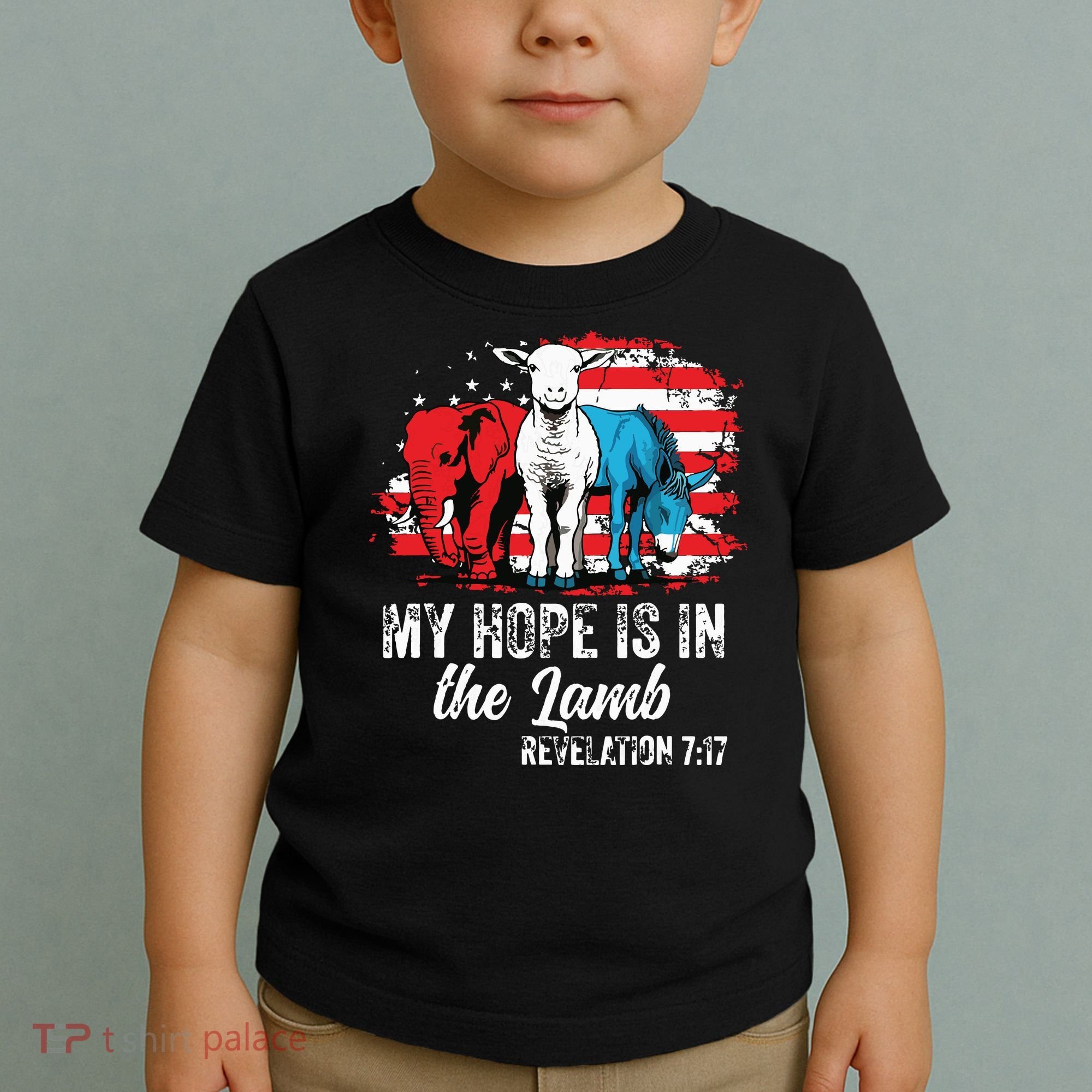 My Hope Is In The Lamb Funny Scripture Elephant Donkey Us Toddler T-Shirt