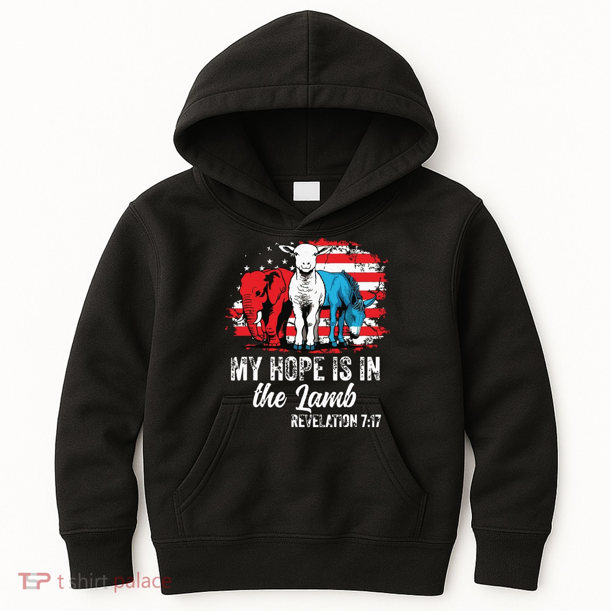 My Hope Is In The Lamb Funny Scripture Elephant Donkey Us Kids Hoodie