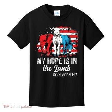 My Hope Is In The Lamb Funny Scripture Elephant Donkey Us Kids T-Shirt