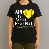 My Heart Is Behind Home Plate Softball Proud Mom Dad T-Shirt thumb 4