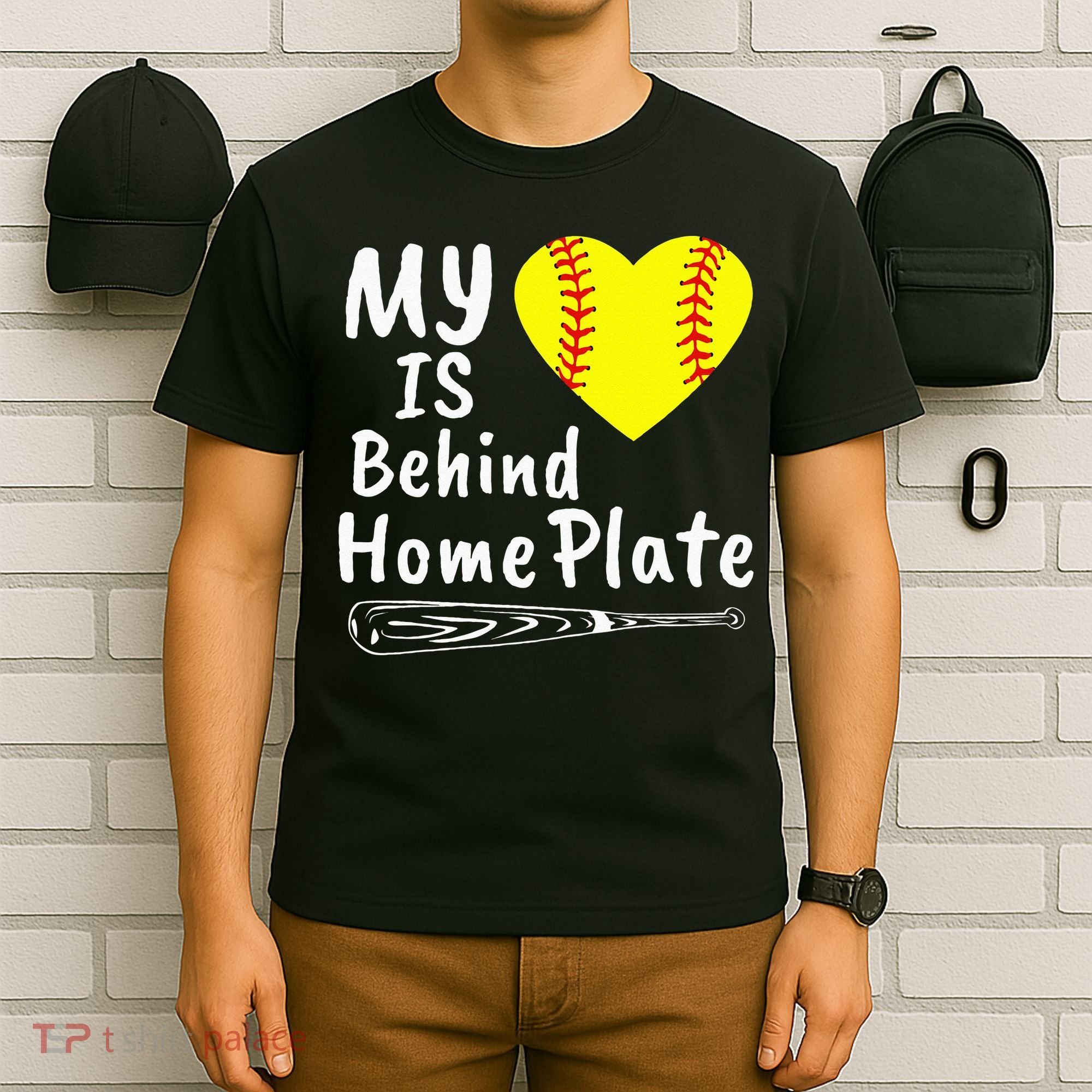 My Heart Is Behind Home Plate Softball Proud Mom Dad T-Shirt