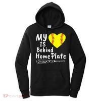 My Heart Is Behind Home Plate Softball Proud Mom Dad Women's Hoodie thumb 0
