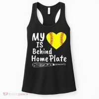 My Heart Is Behind Home Plate Softball Proud Mom Dad Women's Tank Top thumb 0