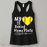 My Heart Is Behind Home Plate Softball Proud Mom Dad Women's Tank Top thumb 3