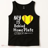 My Heart Is Behind Home Plate Softball Proud Mom Dad Tank Top thumb 2