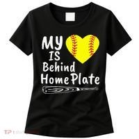 My Heart Is Behind Home Plate Softball Proud Mom Dad Women's T-Shirt thumb 0