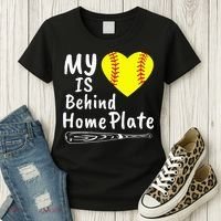 My Heart Is Behind Home Plate Softball Proud Mom Dad Women's T-Shirt thumb 3