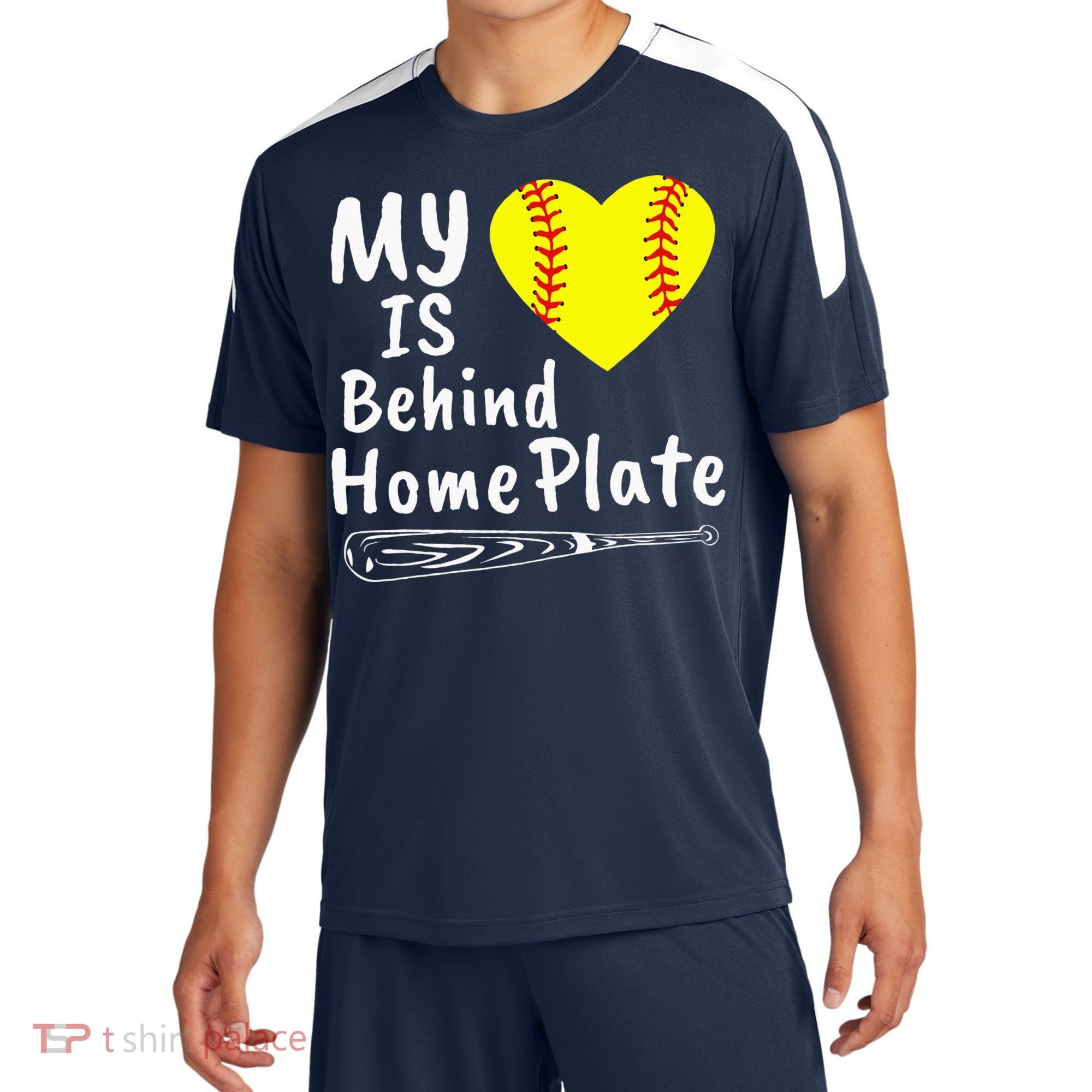My Heart Is Behind Home Plate Softball Proud Mom Dad Sport-Tek Competitor United Soccer Jersey