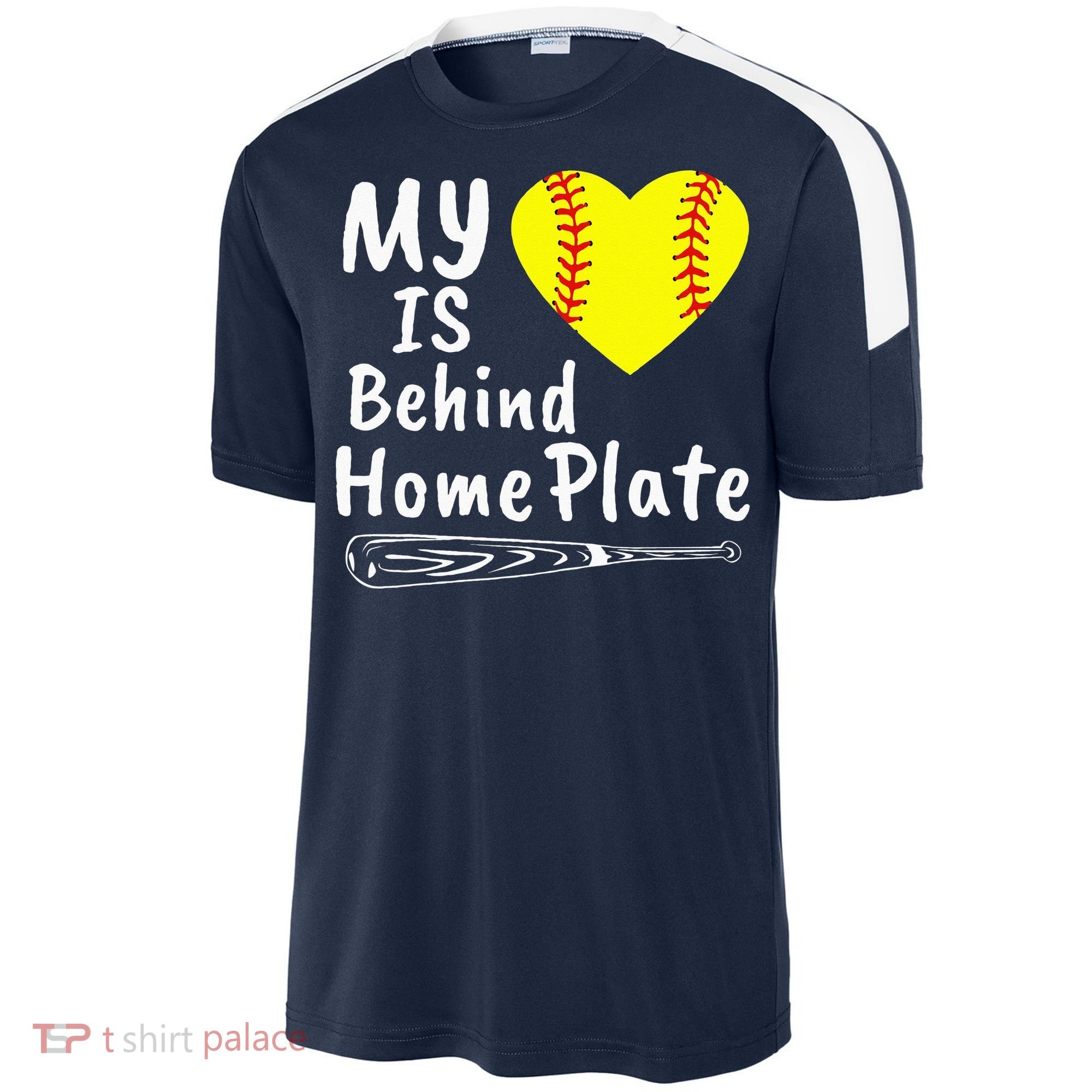 My Heart Is Behind Home Plate Softball Proud Mom Dad Sport-Tek Competitor United Soccer Jersey
