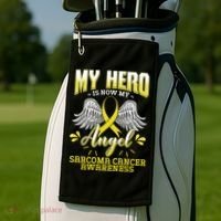 My Hero Is Now My Angel Sarcoma Cancer Awareness Warrior Gift Golf Towel thumb 2