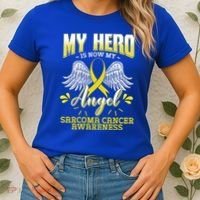 My Hero Is Now My Angel Sarcoma Cancer Awareness Warrior Gift Women's T-Shirt thumb 2