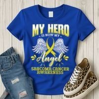 My Hero Is Now My Angel Sarcoma Cancer Awareness Warrior Gift Women's T-Shirt thumb 3