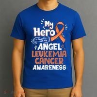 My Hero Is Now My Angel Leukemia Cancer Awareness Funny Gift T-Shirt thumb 3