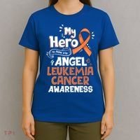 My Hero Is Now My Angel Leukemia Cancer Awareness Funny Gift T-Shirt thumb 4