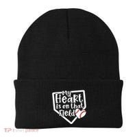 My Heart Is On That Field Baseball Mom Cute Funny Gift Beanie thumb 0