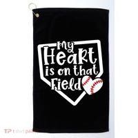 My Heart Is On That Field Baseball Mom Cute Funny Gift Golf Towel thumb 0