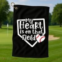 My Heart Is On That Field Baseball Mom Cute Funny Gift Golf Towel thumb 1