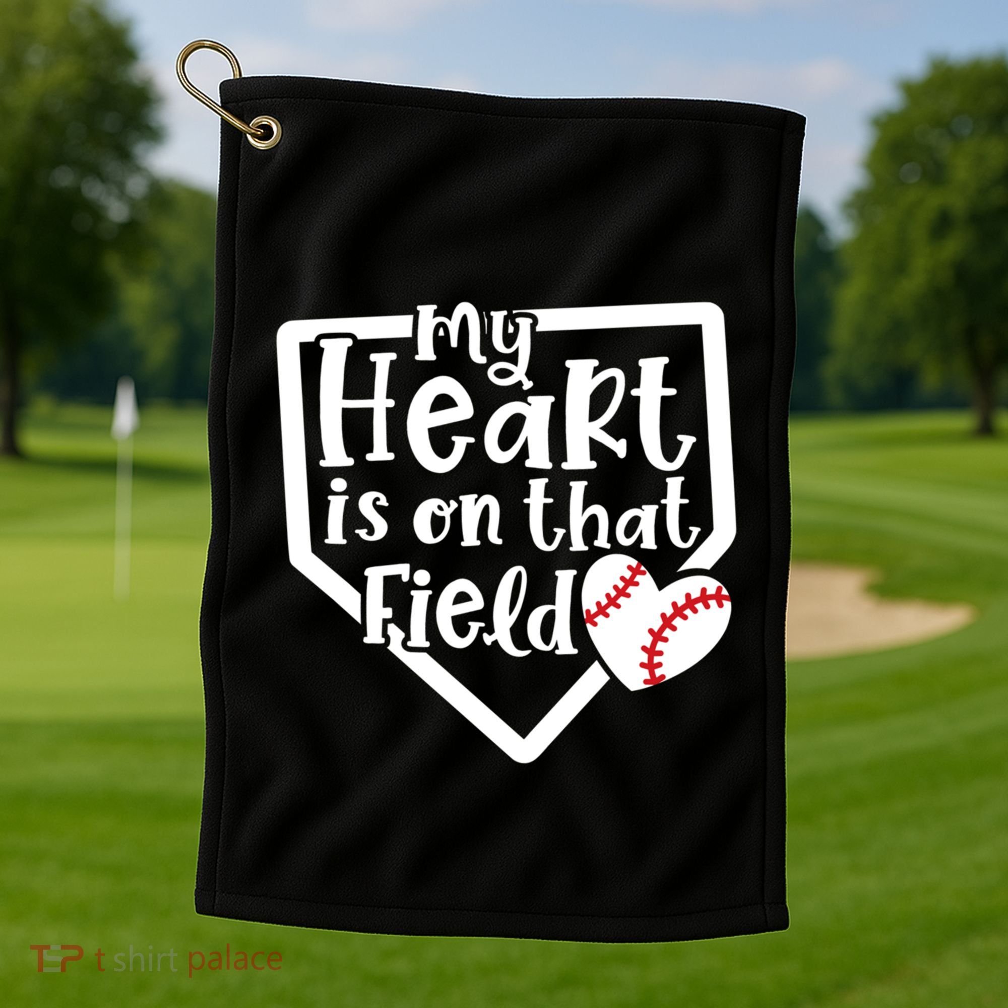 My Heart Is On That Field Baseball Mom Cute Funny Gift Golf Towel