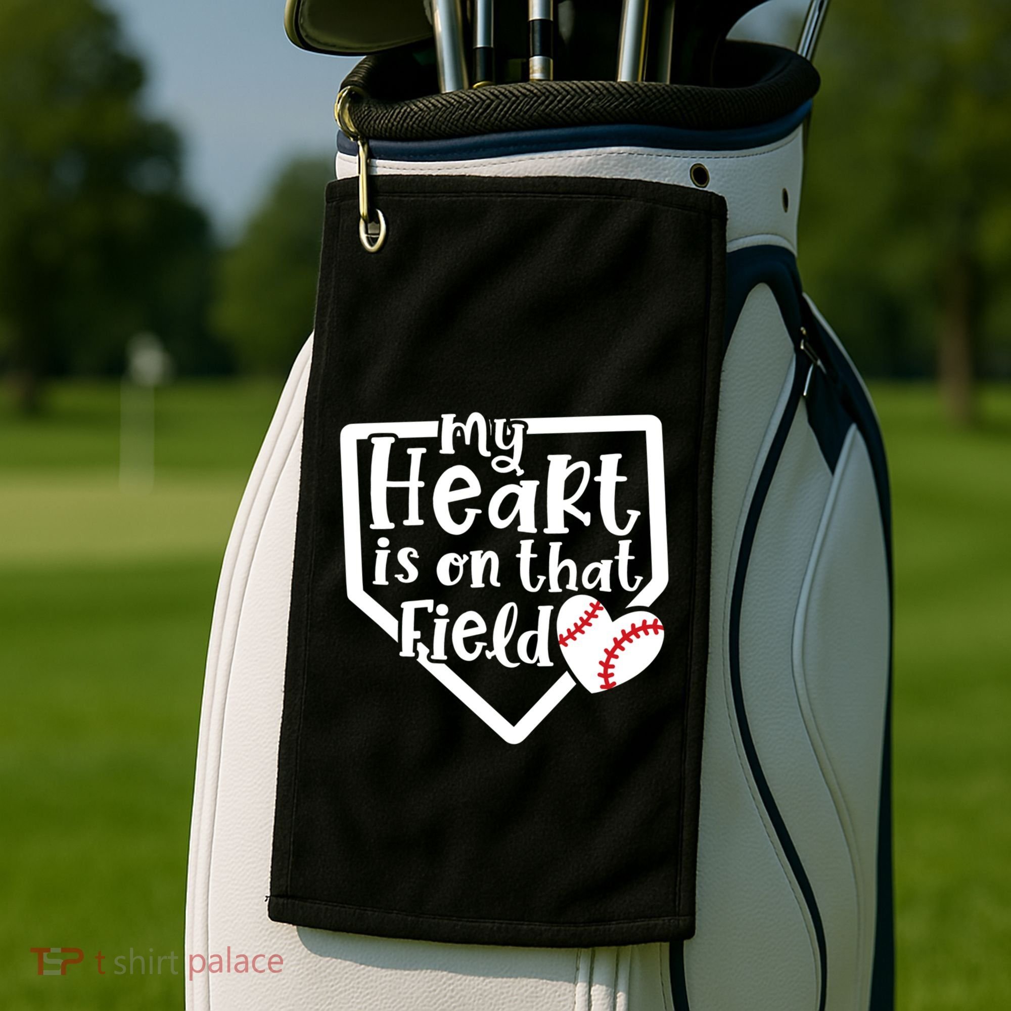 My Heart Is On That Field Baseball Mom Cute Funny Gift Golf Towel