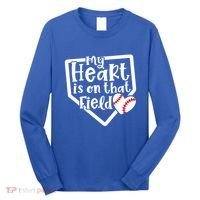 My Heart Is On That Field Baseball Mom Cute Funny Gift Long Sleeve Shirt thumb 0