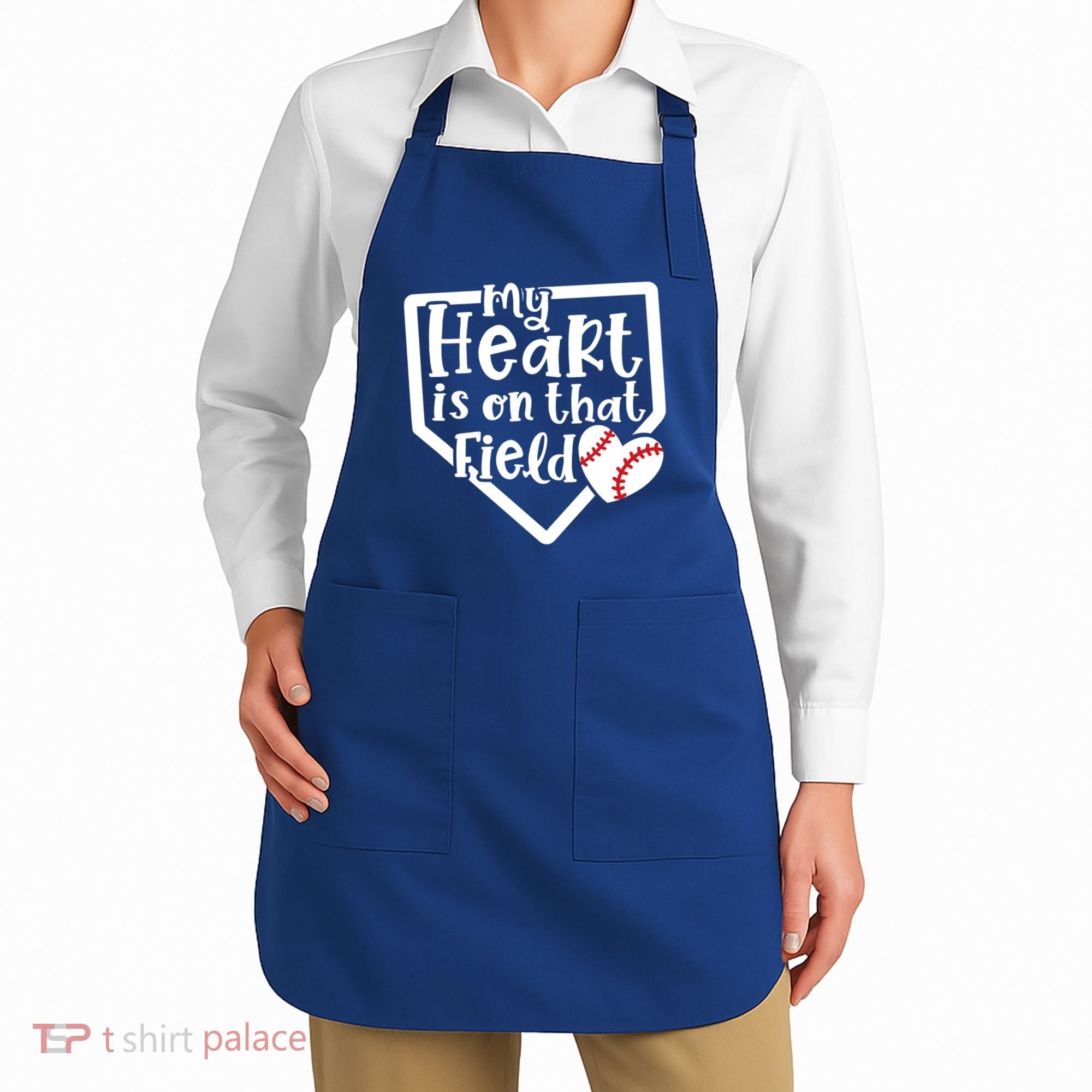 My Heart Is On That Field Baseball Mom Cute Funny Gift Apron