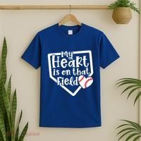 My Heart Is On That Field Baseball Mom Cute Funny Gift T-Shirt thumb 2