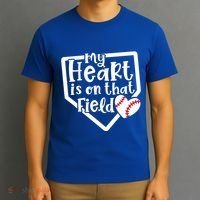My Heart Is On That Field Baseball Mom Cute Funny Gift T-Shirt thumb 3