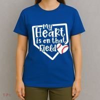 My Heart Is On That Field Baseball Mom Cute Funny Gift T-Shirt thumb 4