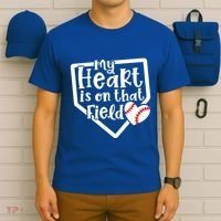 My Heart Is On That Field Baseball Mom Cute Funny Gift T-Shirt thumb 6