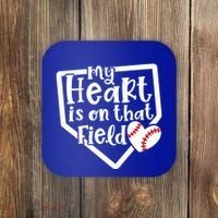 My Heart Is On That Field Baseball Mom Cute Funny Gift Coaster thumb 0