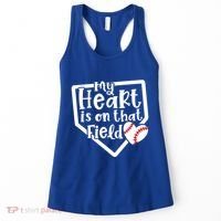My Heart Is On That Field Baseball Mom Cute Funny Gift Women's Tank Top thumb 0