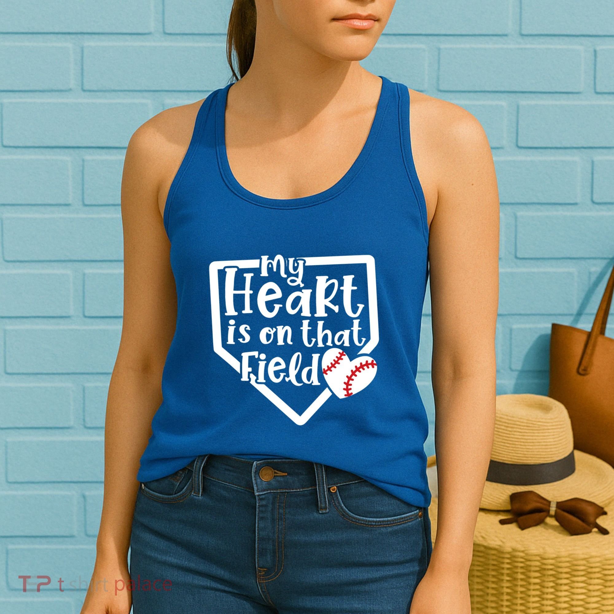 My Heart Is On That Field Baseball Mom Cute Funny Gift Women's Tank Top