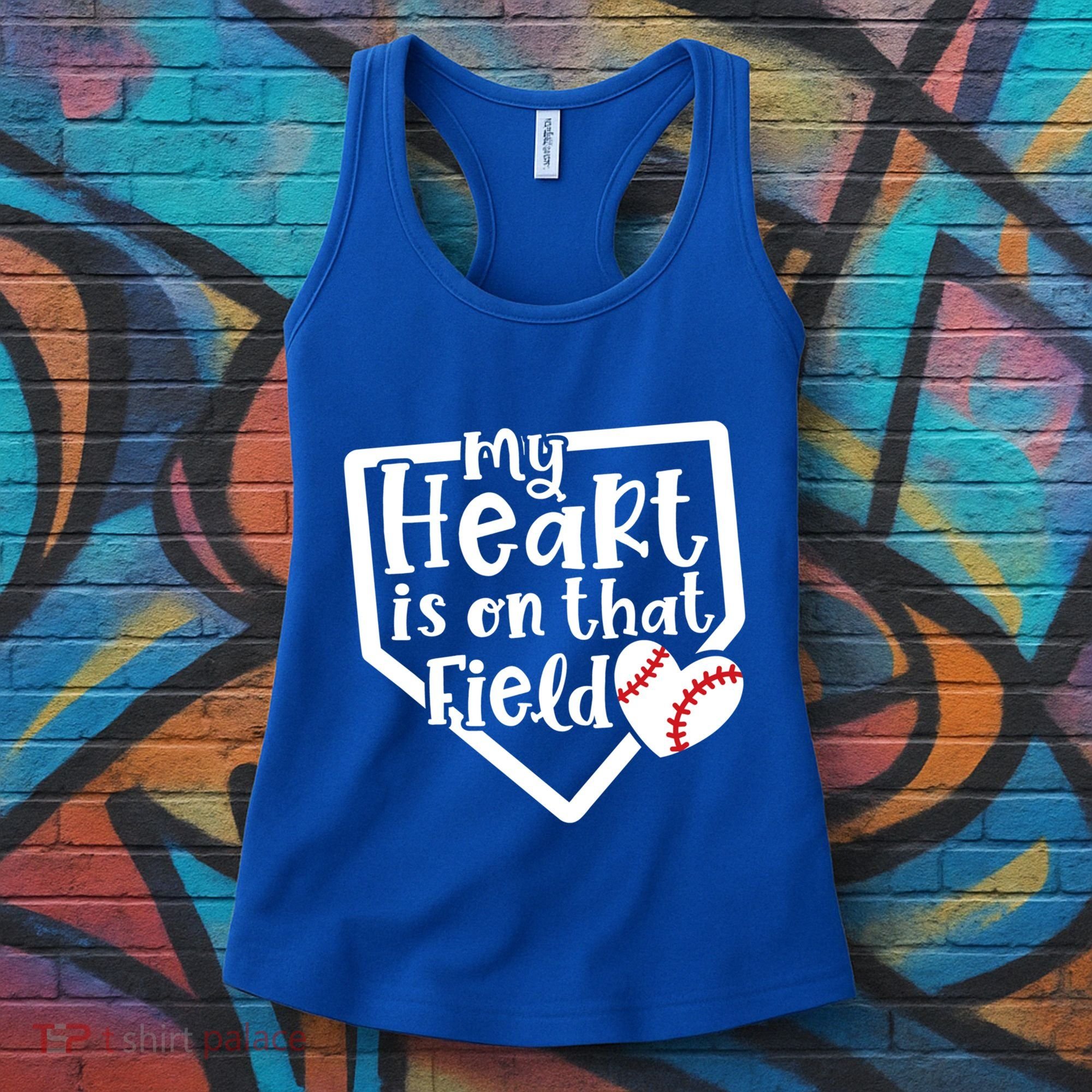 My Heart Is On That Field Baseball Mom Cute Funny Gift Women's Tank Top