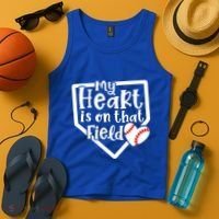 My Heart Is On That Field Baseball Mom Cute Funny Gift Tank Top thumb 4