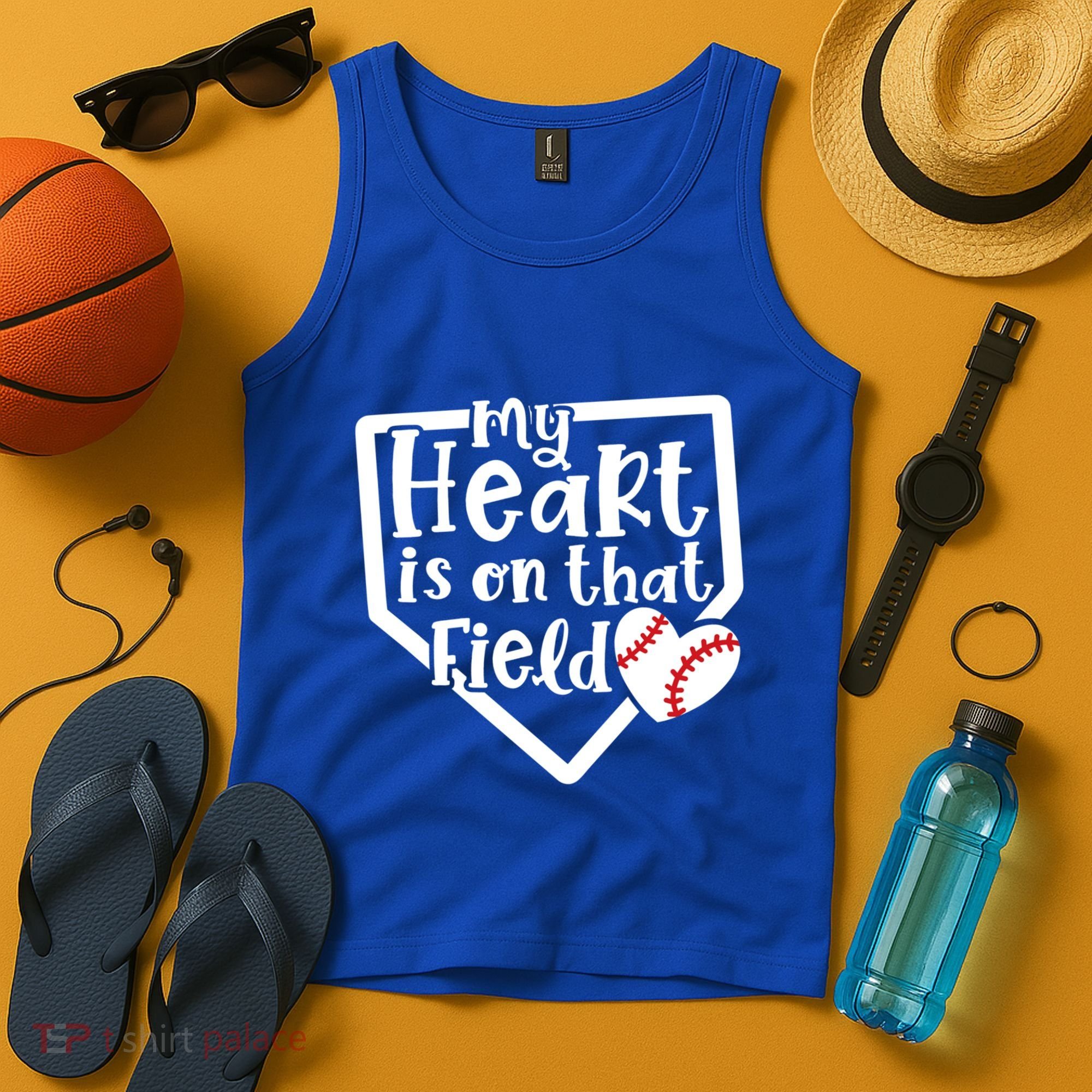 My Heart Is On That Field Baseball Mom Cute Funny Gift Tank Top