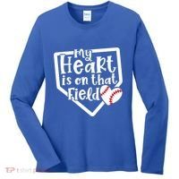 My Heart Is On That Field Baseball Mom Cute Funny Gift Women's Long Sleeve Shirt thumb 0