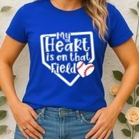 My Heart Is On That Field Baseball Mom Cute Funny Gift Women's T-Shirt thumb 2