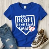 My Heart Is On That Field Baseball Mom Cute Funny Gift Women's T-Shirt thumb 3
