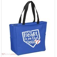 My Heart Is On That Field Baseball Mom Cute Funny Gift Tote Bag thumb 2