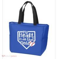 My Heart Is On That Field Baseball Mom Cute Funny Gift Tote Bag thumb 3