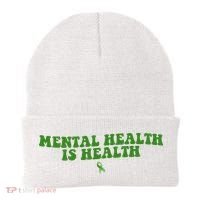 Mental Health Is Health Awareness Ribbon Beanie thumb 0