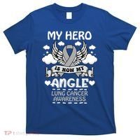 My Hero Is Now My Angel Lung Cancer Awareness Carcinomas Gift T-Shirt thumb 0